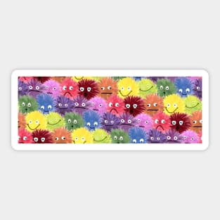 Fluffy Rainbow Monster Faces Sticker